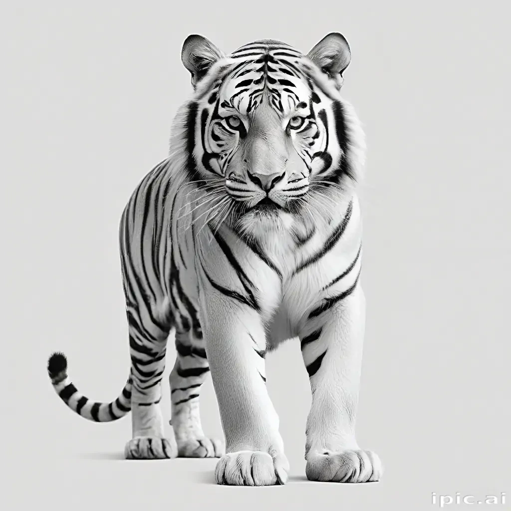 tiger clipart black and white