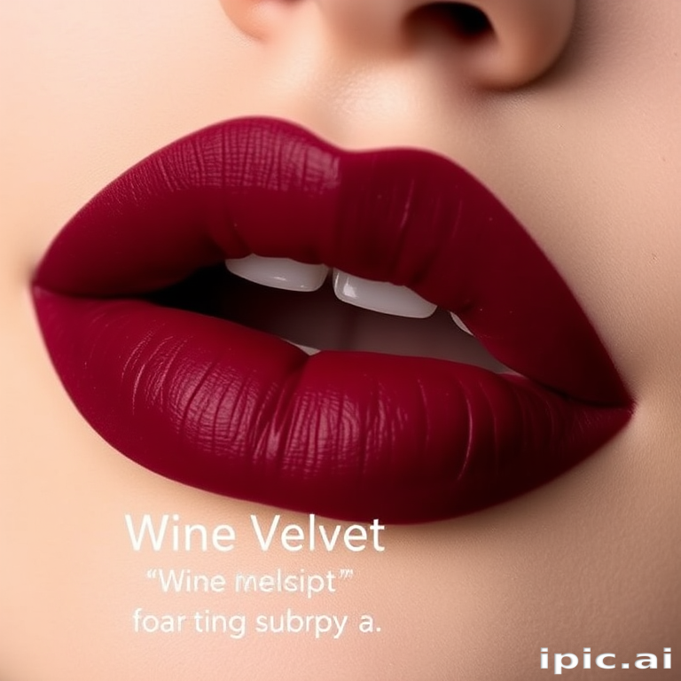 Matte burgundy lips with a subtle gradient, "Wine Velvet" boasts a rich, deep color that fades softly towards the inner lip for a romantic, lived-in look