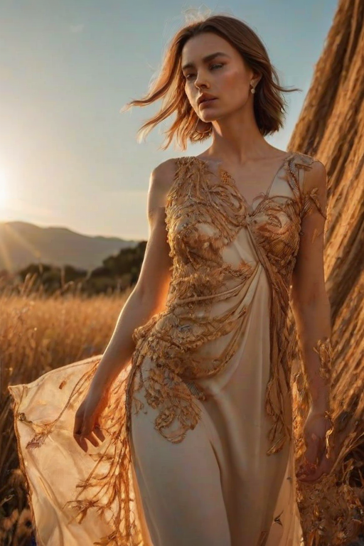 golden hour,unconventional supreme masterpiece,masterful details,temperate atmosphere,with a high-end texture,in the style of fashion photography,magazine cover,Dynamic Angle,Dynamic posture,Perspective, unconventional supreme masterpiece,masterful details,see-through,light particles,realistic,Silk, embroidery,Rust,"