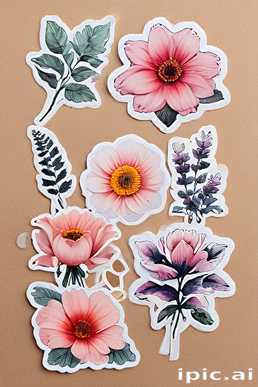 Colorful Floral Stickers Featuring Various Beautiful Flower Designs and ...