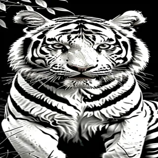 tiger black and white