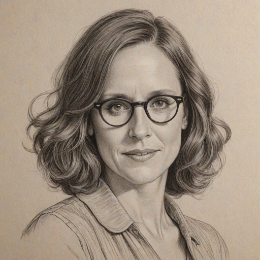 Bewitching Molly Shannon, pencil sketch, portrait of Charming woman 1926s in glasses, hair style beatnik, outline, clear lines, fine lines, 8k