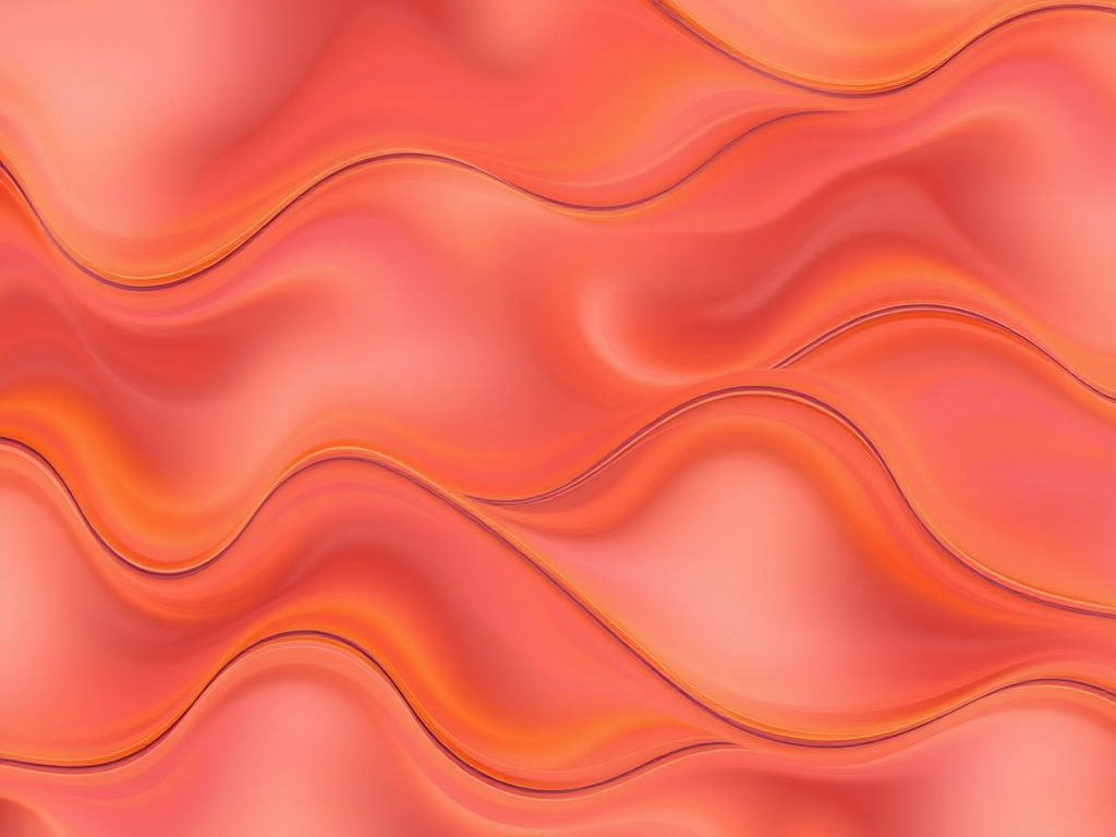 Create an abstract wave pattern featuring vibrant shades of orange, pink, and yellow, captured with a DSLR camera at f/8 aperture, ISO 100, 50mm lens, top-down view, using a soft focus style to enhance the smooth flow of colors.