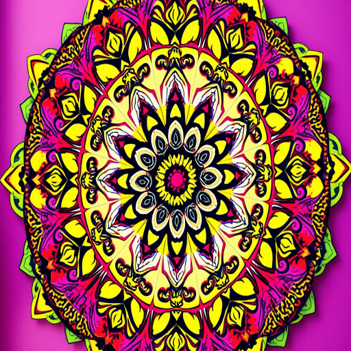 create a colorful mandala pattern with intricate designs featuring floral and geometric elements in a circular format, taken with a DSLR camera at f/8 aperture, ISO 100, 50mm lens, soft focus background, and vibrant colors to enhance details