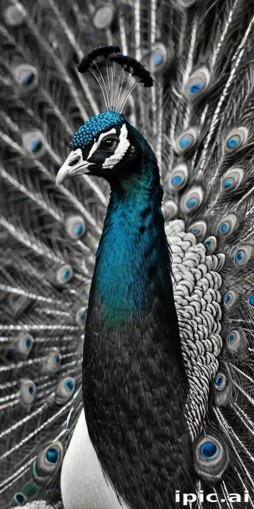peacock black and white