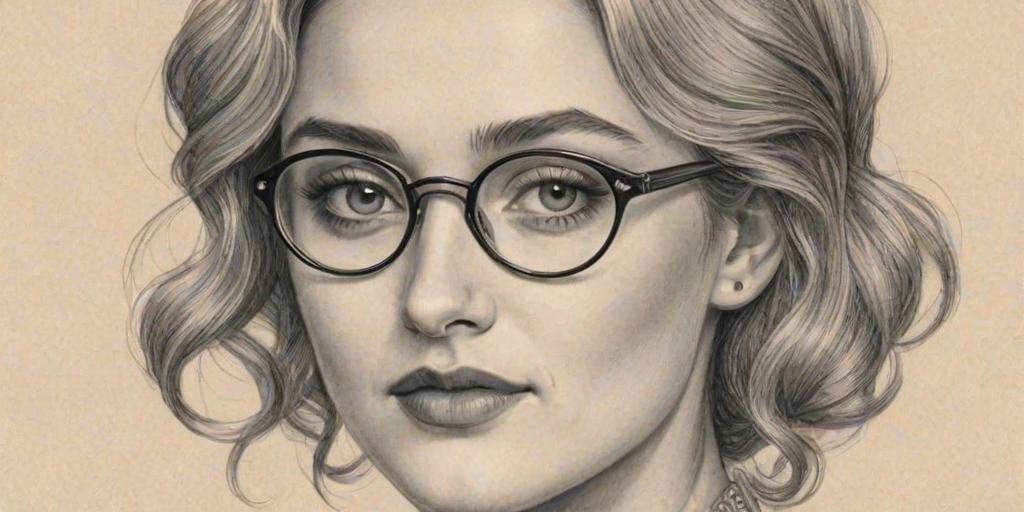 Resplendent AJ Michalka, pencil sketch, portrait of Beauteous woman 1920s in glasses, hair style beatnik, outline, clear lines, fine lines, 8k