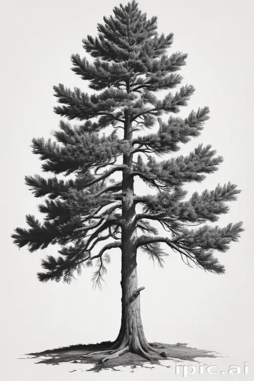 black and white pine tree clip art