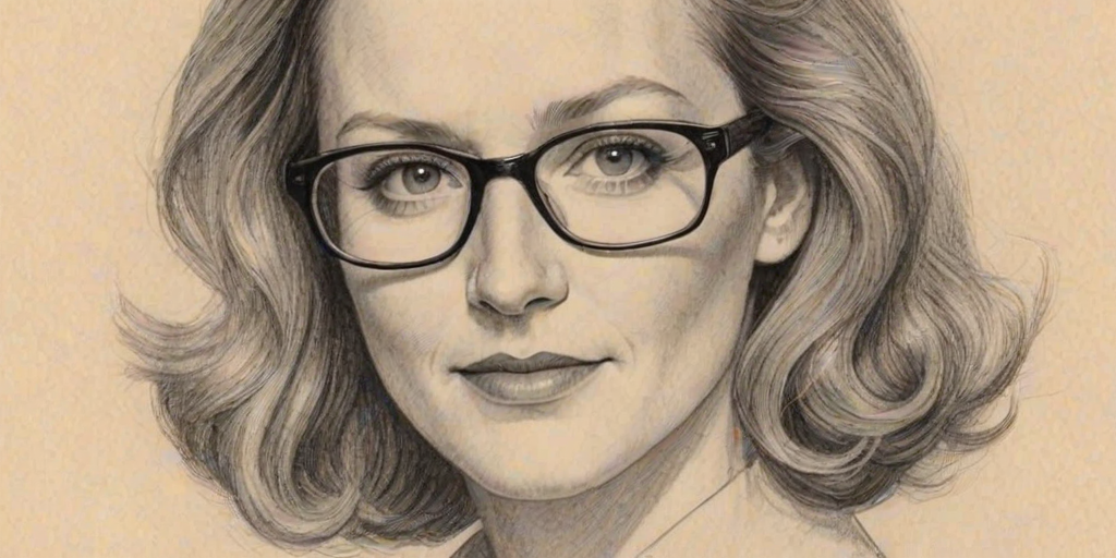 Appealing Laura Linney, pencil sketch, portrait of Alluring woman 1924s in glasses, hair style beatnik, outline, clear lines, fine lines, 8k