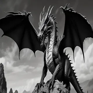 dragon black and white