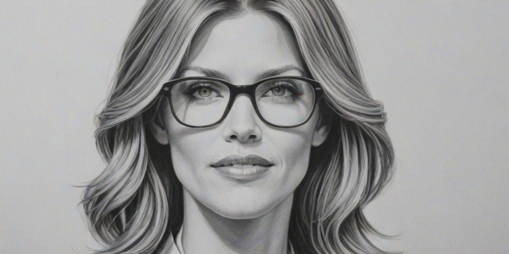 Gorgeous Tricia Helfer, pencil sketch, portrait of Charming woman 1968s in glasses, hair style beatnik, outline, clear lines, fine lines, 8k