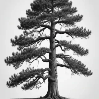 pine tree clipart black and white