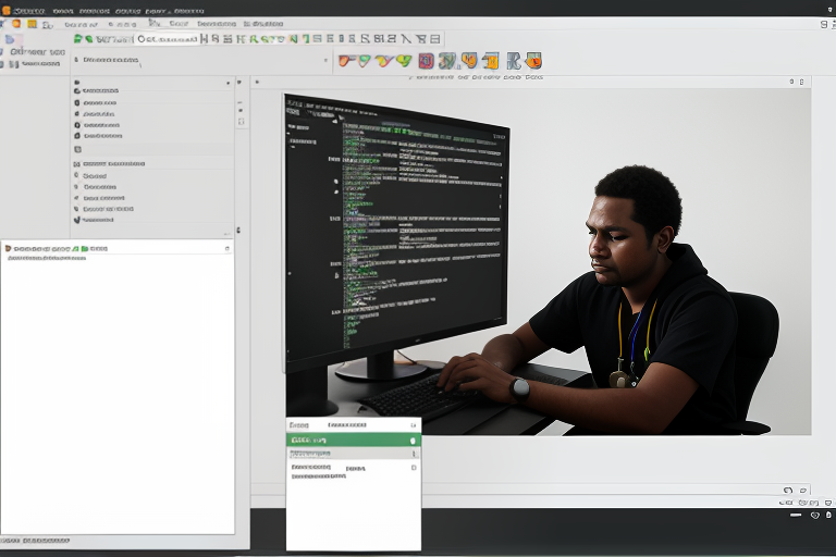 Focused Individual Programming on a Computer with Code Displayed on Screen