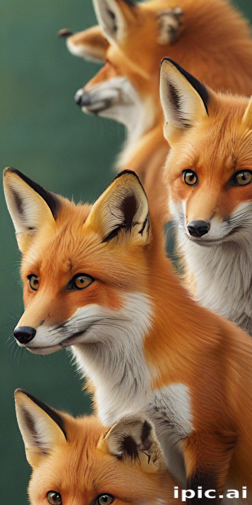 Captivating Portrait of Multiple Foxes Displaying Their Unique Expressions