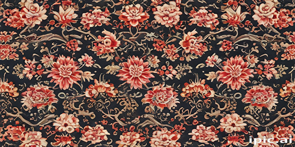 Vibrant Floral Pattern Featuring Lush Blooms on a Dark Background