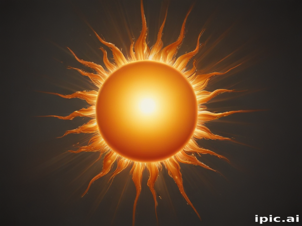 Radiant Sun with Fiery Rays Surrounding a Glowing Golden Orb