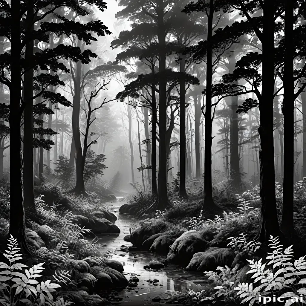 forest clipart black and white