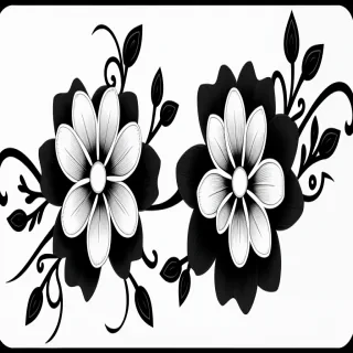 flower clip art black and white