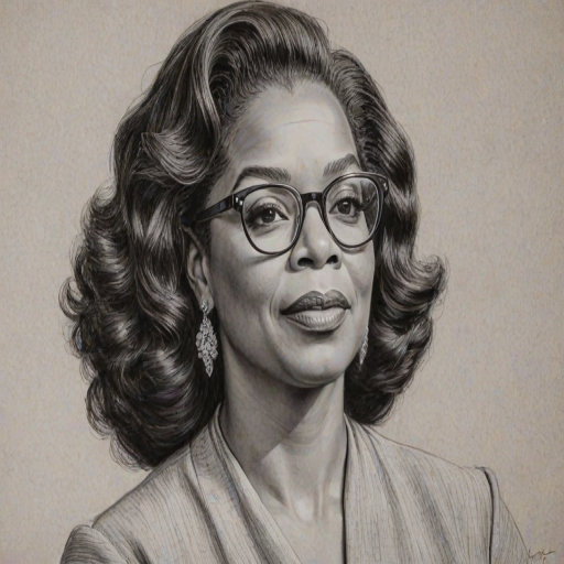 Resplendent Oprah Winfrey, pencil sketch, portrait of Resplendent woman 1943s in glasses, hair style beatnik, outline, clear lines, fine lines, 8k