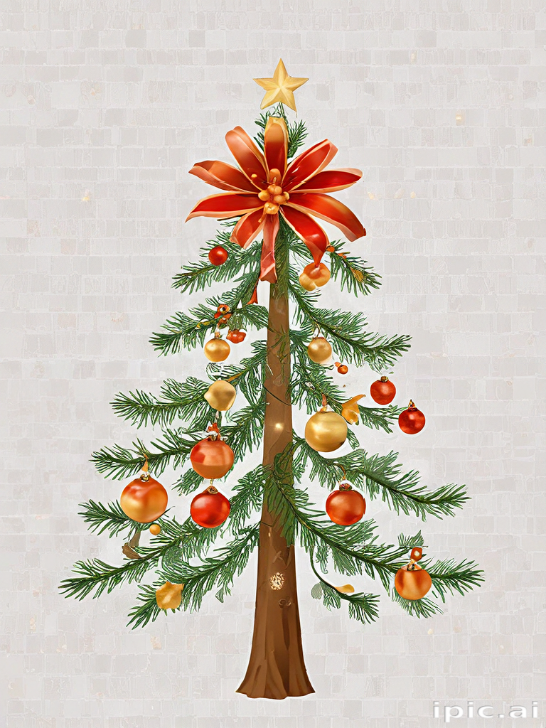Beautifully Decorated Christmas Tree with Ornaments and a Star Topper