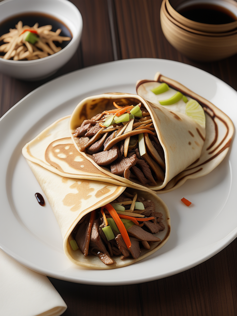 moo shu beef with pancakes
