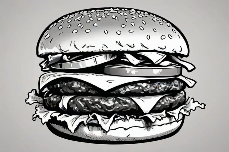 burger clipart black and white