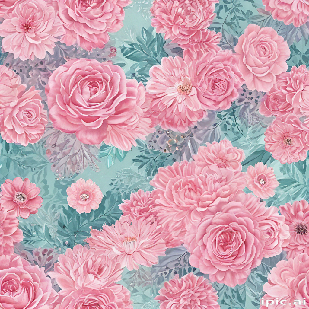 Delicate Pink Floral Pattern Featuring Roses and Daisies on a Soft ...