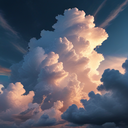 Majestic Clouds Illuminated by Soft Sunset Light in the Sky