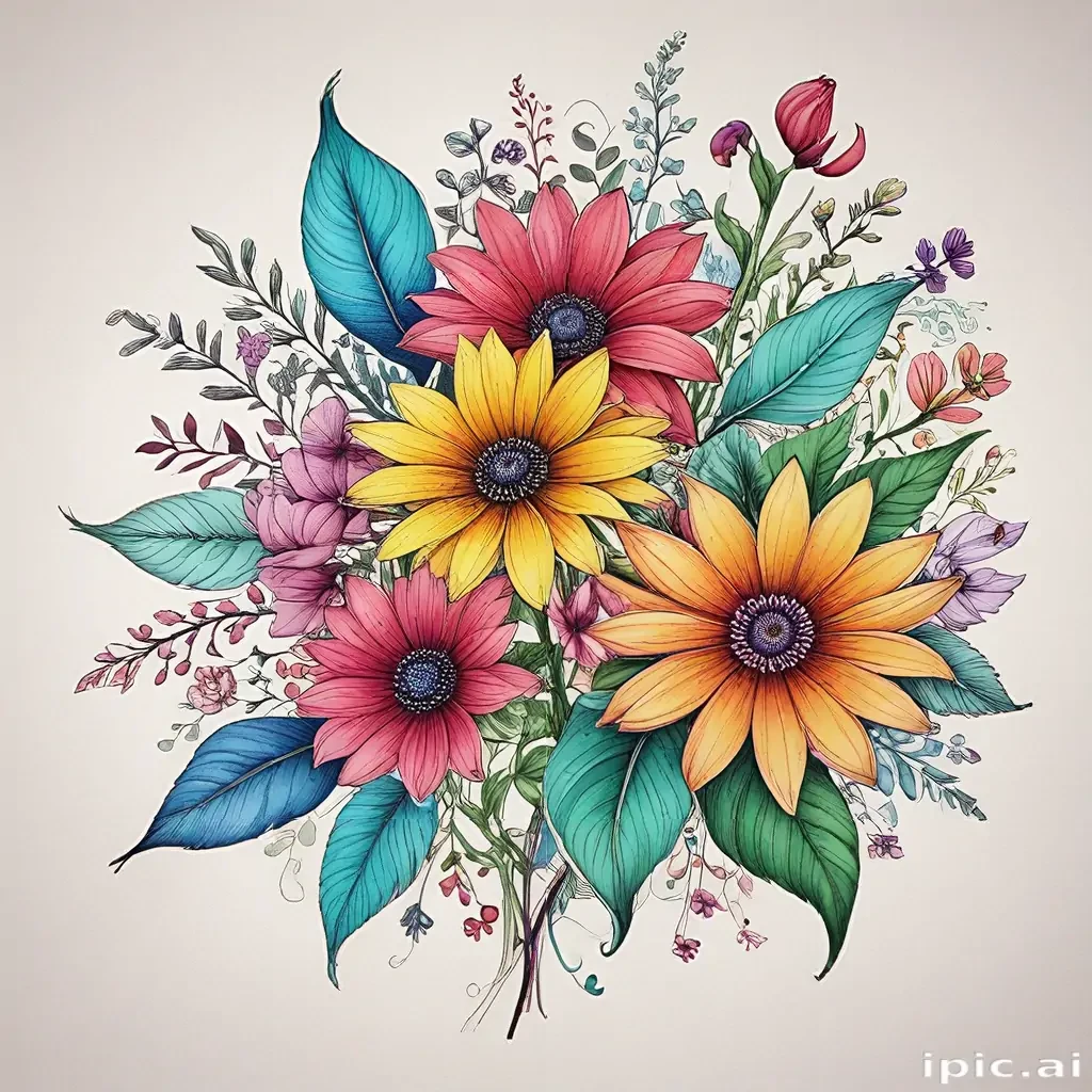 colourful flower drawing
