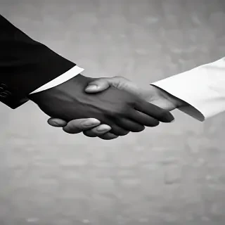 handshake black and white