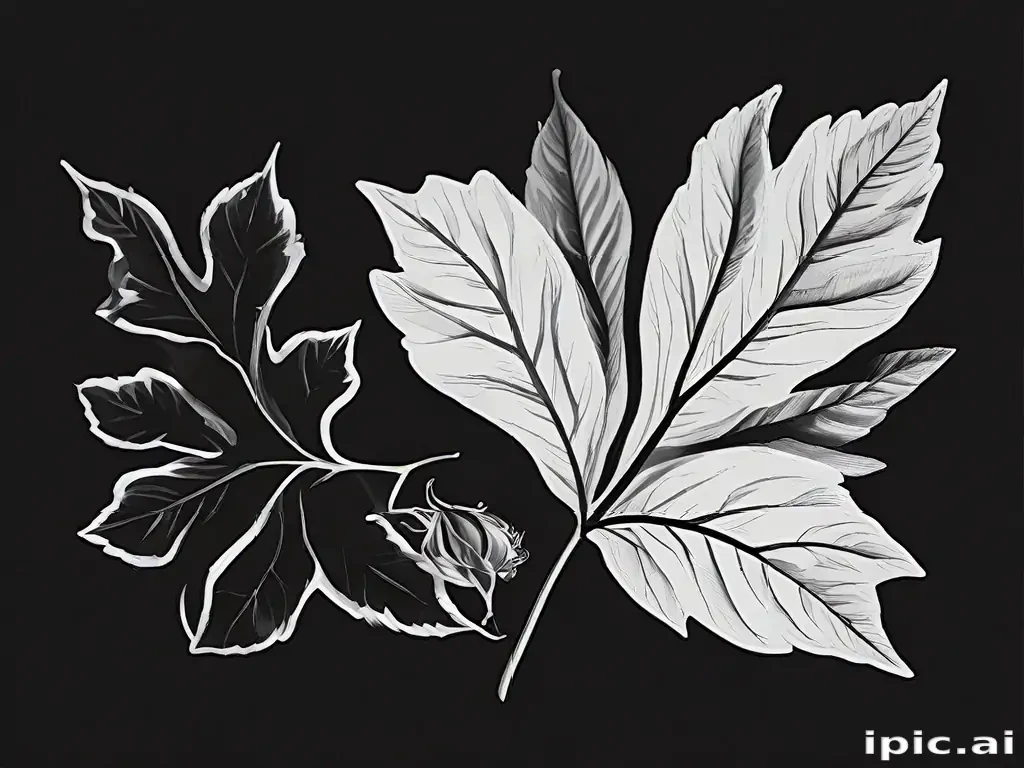 clipart leaf black and white