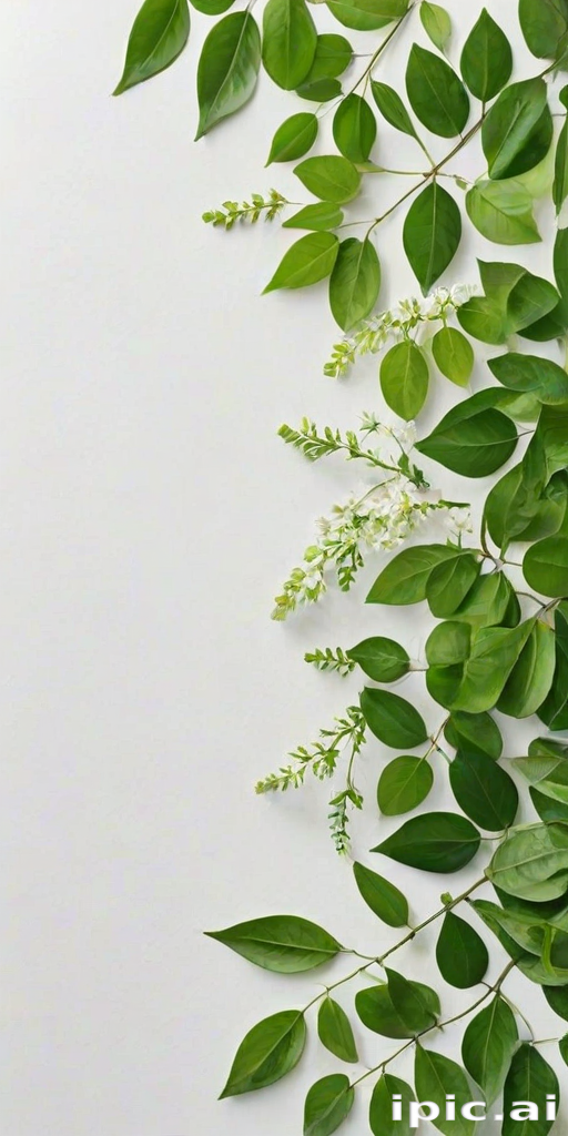 white and greenery background