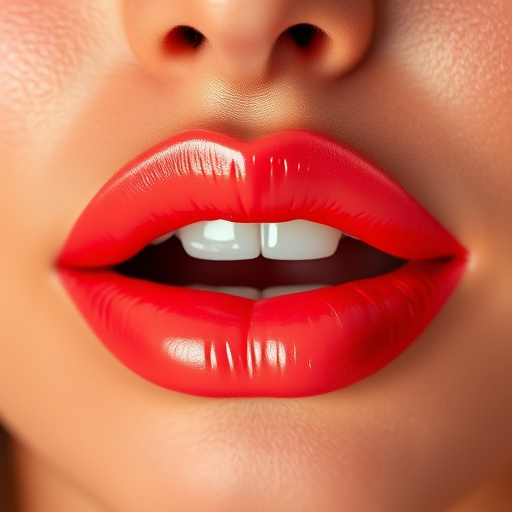 Vibrant coral sunset lips shine with glossy brilliance, accentuating plump contours and subtle ombre effect, exuding warmth and allure in high-resolution detail