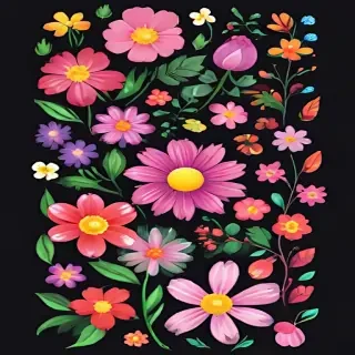 cartoon flowers transparent background