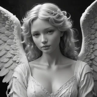 black and white angel