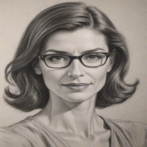 Ravishing Perrey Reeves, pencil sketch, portrait of Bewitching woman 1941s in glasses, hair style beatnik, outline, clear lines, fine lines, 8k
