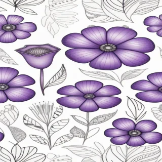 purple flowers drawing