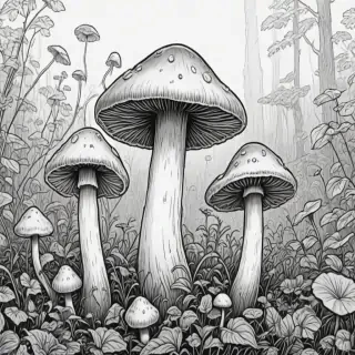 mushroom line art