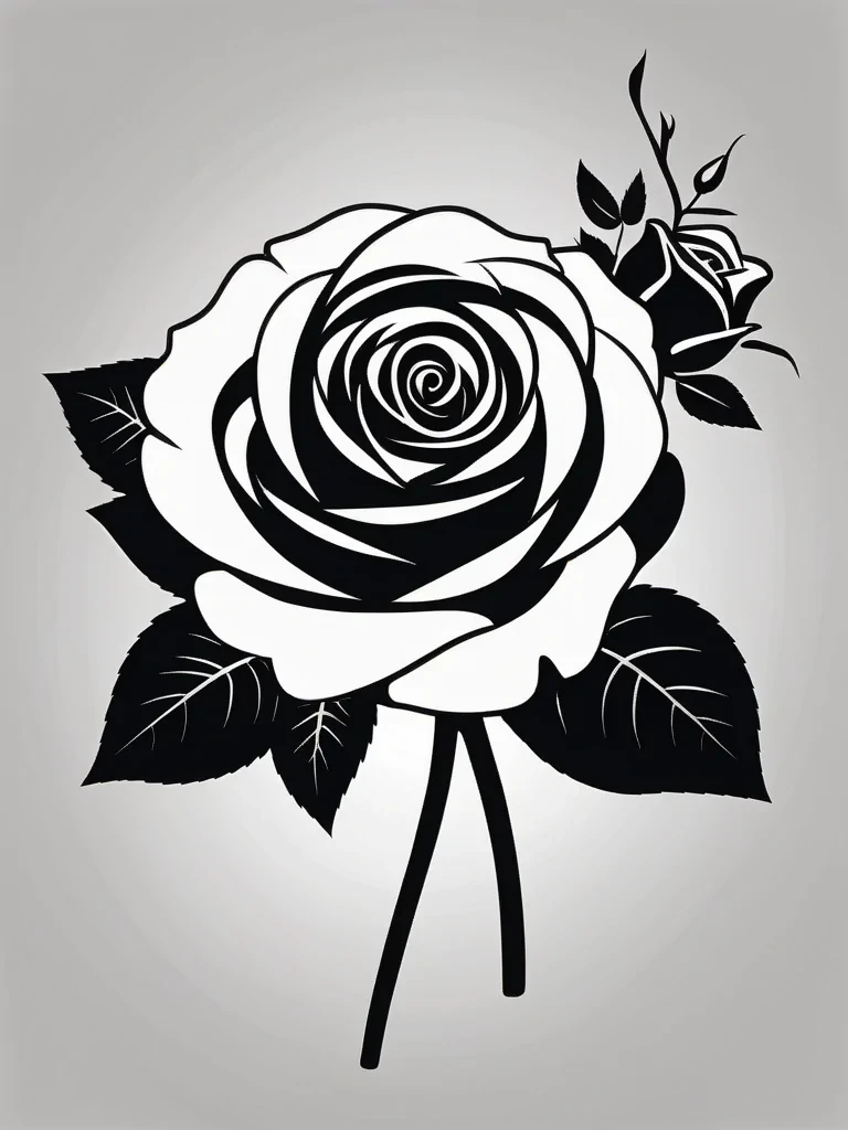 black and white rose clip art