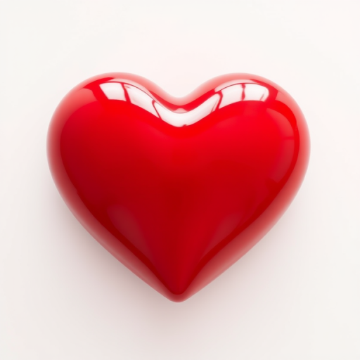 create a highly detailed and glossy red heart object with smooth reflections and soft shadows, captured in 4K resolution using a DSLR camera at f/2.8 aperture, 50mm lens, with a shallow depth of field and natural lighting to enhance the shine and contours of the heart against a white background
