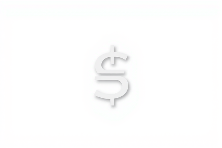 Design a sleek and modern currency symbol logo with a minimalist style on a white background, using a Canon EOS 5D Mark IV, 50mm lens, aperture f/1.8, ISO 100, in high dynamic range.