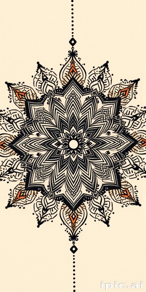 Dotwork mandala tattoo called "Cosmic Harmony" incorporating intricate patterns and sacred geometry formed entirely of tiny dots with gradual shading and symmetrical designs