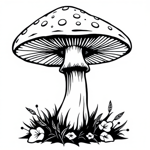 mushroom clip art black and white