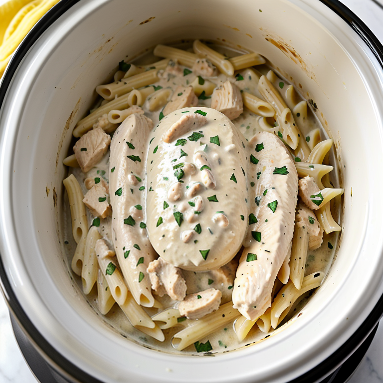 chicken alfredo crockpot with jar sauce