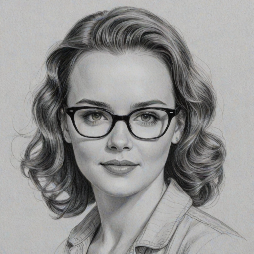 Radiant Kay Panabaker, pencil sketch, portrait of Lovely woman 1953s in glasses, hair style beatnik, outline, clear lines, fine lines, 8k