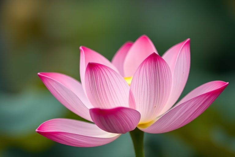 Macro shot of a pink lotus flower against a blurred background, 50mm lens, aperture f/2.8, shutter speed 1/250s, ISO 100, soft lighting, DSLR camera.