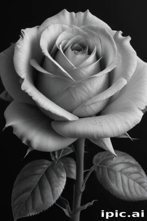 rose drawing black and white