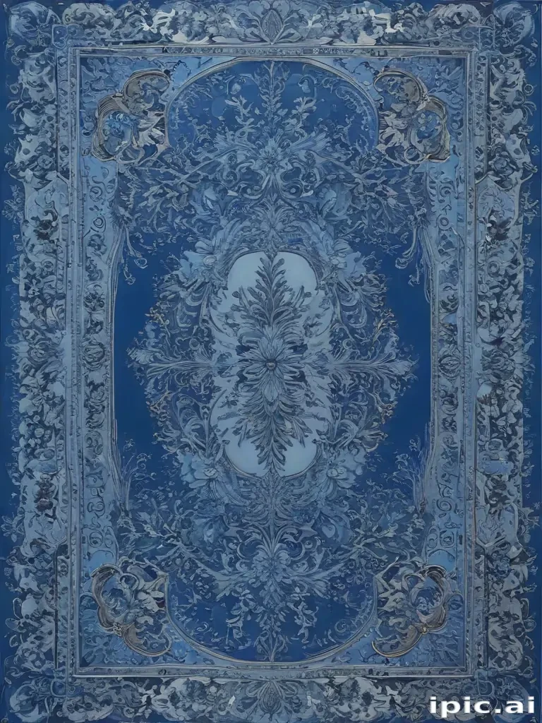 Intricate Floral Design on a Deep Blue Background with Elegant Patterns