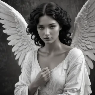 black and white angel