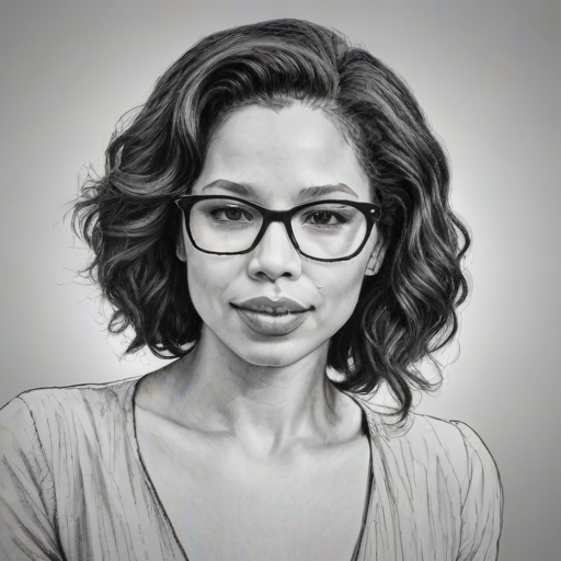 Resplendent Jurnee Smollett-Bell, pencil sketch, portrait of Attractive woman 1964s in glasses, hair style beatnik, outline, clear lines, fine lines, 8k