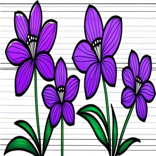purple flowers drawing